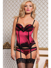 Seven 'til Midnight Stretch Satin and Lace Bustier and Panty 1XL 2XL Bustiers and Corsets